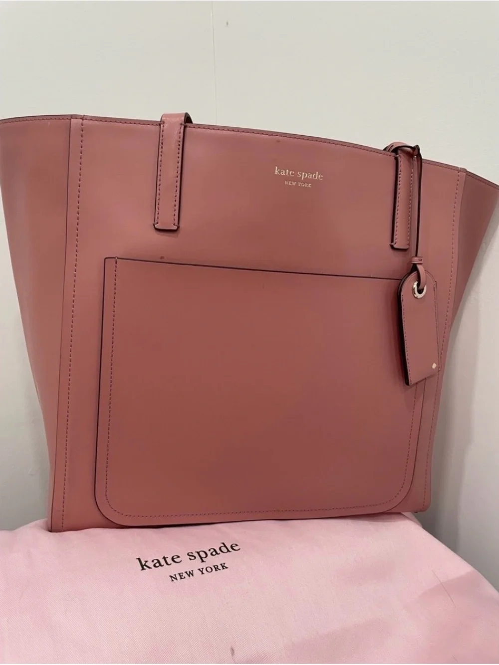 kate spade Rose Mauve Leather Tote with Front Pocket
